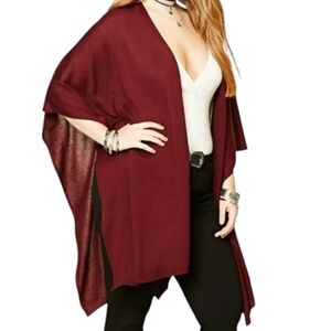 Forever 21 Women's Oversized Cardigan Kimono Burgundy Size Small‎